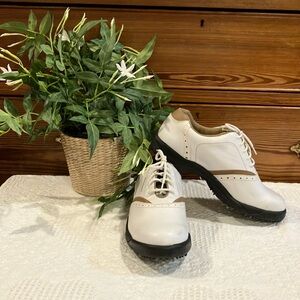 FootJoy Greenjoys white tan golf shoes 7.5M